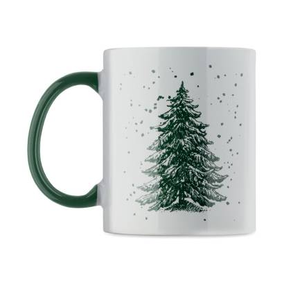КЕРАМИЧНА ЧАША FESTIMUG, БЯЛА СЪС ЗЕЛЕНА КАРТИНКА