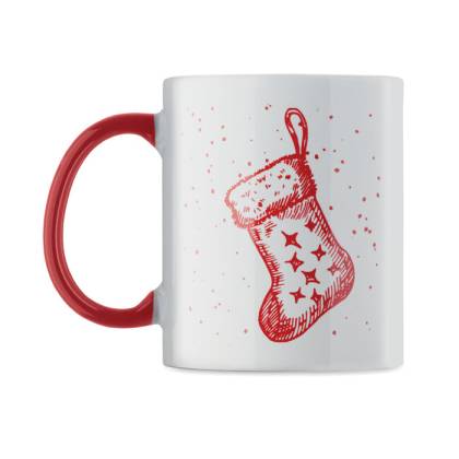КЕРАМИЧНА ЧАША FESTIMUG, БЯЛА С ЧЕРВЕНА КАРТИНКА