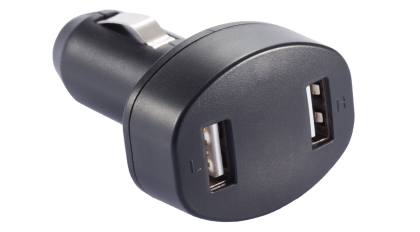 USB ЗАРЯДНО ЗА АВТОМОБИЛ С ДВА ИЗХОДА, ЧЕРНО