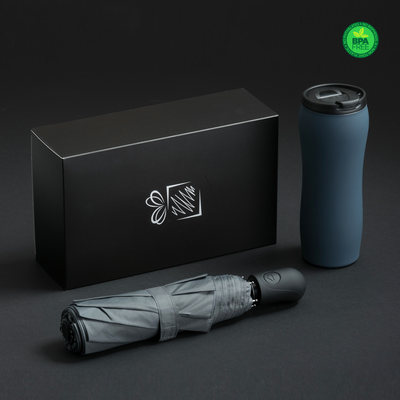 КОМПЛЕКТ СГЪВАЕМ АВТ. ЧАДЪР + ТЕРМОЧАША, СИВ