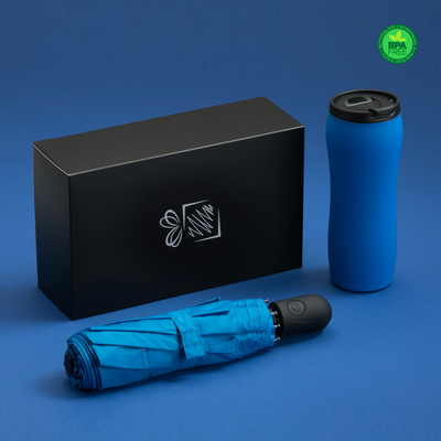 КОМПЛЕКТ СГЪВАЕМ АВТ. ЧАДЪР+ТЕРМОЧАША, ТУР. СИН