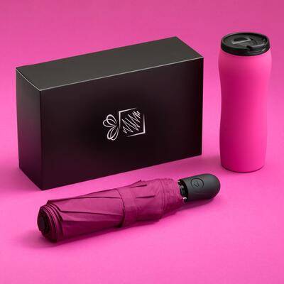 КОМПЛЕКТ СГЪВАЕМ АВТ. ЧАДЪР + ТЕРМОЧАША, РОЗОВ