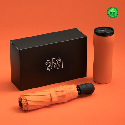 КОМПЛЕКТ СГЪВАЕМ АВТ. ЧАДЪР + ТЕРМОЧАША, ОРАНЖЕВ