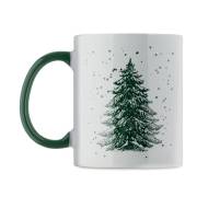 КЕРАМИЧНА ЧАША FESTIMUG, БЯЛА СЪС ЗЕЛЕНА КАРТИНКА