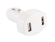 USB ЗАРЯДНО ЗА АВТОМОБИЛ С ДВА ИЗХОДА, БЯЛО