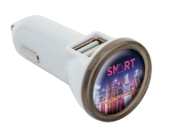 МОЩНО ЗАРЯДНО ЗА АВТОМОБИЛ С ДВА ИЗХОДА, БЯЛО + СИВО