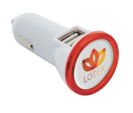 МОЩНО ЗАРЯДНО ЗА АВТОМОБИЛ С ДВА ИЗХОДА, БЯЛО + ЧЕРВЕНО