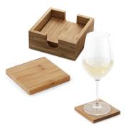 КОМПЛЕКТ ОТ 4 БАМБУКОВИ ПОДЛОЖКИ ЗА ЧАШИ В КУТИЯ