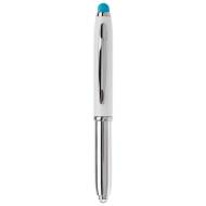 МЕТАЛНА ХИМИКАЛКА  С LED СВЕТЛИНА, БЯЛА+СВ.СИНЬО