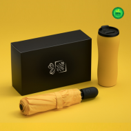 КОМПЛЕКТ СГЪВАЕМ АВТ. ЧАДЪР + ТЕРМОЧАША, ЖЪЛТ